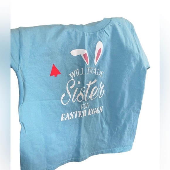 Gildan 100% Heavy Cotton Blue Easter Graphic T-Shirt Youth size XS - Picture 5 of 11